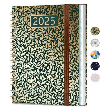 Imagem de Agenda 2025, agenda semanal e mensal 2025, janeiro de 2025 a dezembro de 2025, 16,3 x 21,6 cm, agenda semanal 2025 com capa dura, bolso interno, encadernação em espiral, abas mensais, fecho elástico