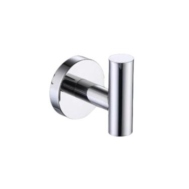 Imagem de Barra de toalha de mão de parede de aço inoxidável escovado, suporte para papel higiênico, ganchos para toalhas, acessórios para cozinha e banheiro, conjunto redondo, gancho para roupão cromado