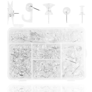 Imagem de Vitalili - Conjunto de Alfinetes, 200 Peças, Pinos de Mapa, Tachas, 5 Estilos, Transparente