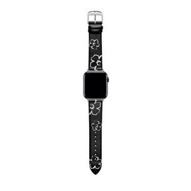 Imagem de Ted Baker Pulseira de couro preta Magnólias para Apple Watch® (Modelo: BKS42S206B0), Preto, One Size, Pulseira de couro Magnolia para smartwatch compatível com pulseira de relógio Apple 42 mm, 44 mm