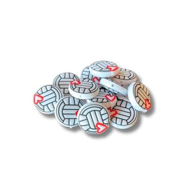 Imagem de Bolas focais de silicone esportivas de vôlei com coração, pacote com 12 berloques, presente de treinador, para caneta de pincel de maquiagem, faça você mesmo, chaveiro de vinho