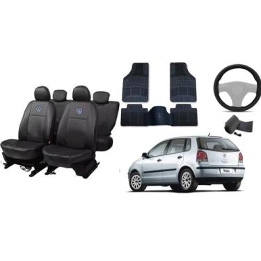 Imagem de Kit de Capa de Couro Polo 01-09 + Tapetes de Carro e Capa de Volante -