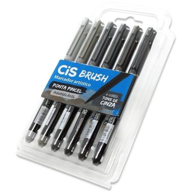 Imagem de Marcador CiS Brush Ponta Pincel Aquarelável - 6 Tons Cinza