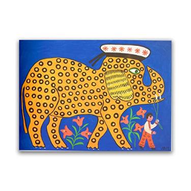 Imagem de Impressões famosas de Maria Primachenko - Pintura de artista ucraniana. Impressão em tela - Pôsteres de arte ingênua - Imagens de arte de parede em tela (o pequeno elefante que queria ser um