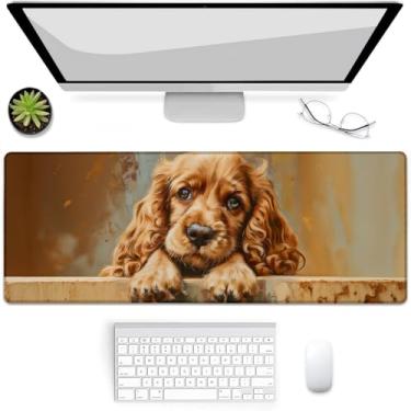 Imagem de VANZEV Mouse pad para jogos, mouse pad, tapete de mesa, base de borracha antiderrapante para computadores, laptop, escritório, escola, acessórios para casa, decoração 80 x 30 cm, cachorro Cocker