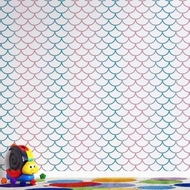 Imagem de Papel de Parede Infantil Escamas de Sereia - AloPapers, 3,00m de largu