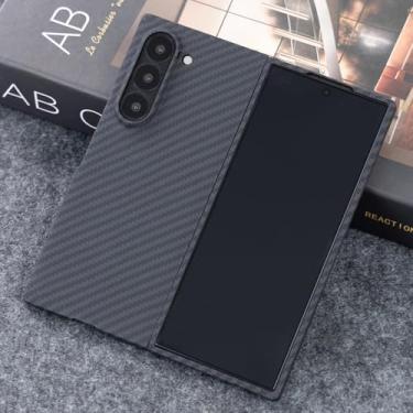 Imagem de APTHON Capa para Samsung Galaxy Z Fold 6, ultrafina, fina e leve, fibra de aramida 1500D real, texturas de fibra de carbono, capa protetora durável de estilo minimalista para Z Fold6, preta