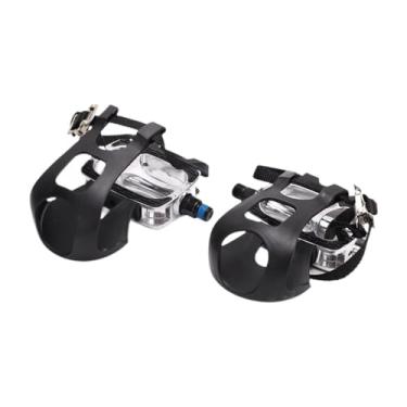 Imagem de Aymzbd 2 peças Pedais de bicicleta com exercícios com clipe de dedo do pé e tiras de 9/16 polegadas eixo para bicicletas estacionárias