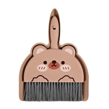 Imagem de Mini -lixo e pincel conjunto de desenhos animados de desenho animado portátil Broom com pó de lixo para mesa, teclado, mesa, cozinha, carro e pequenos espaços ideais para casa, (Bear)