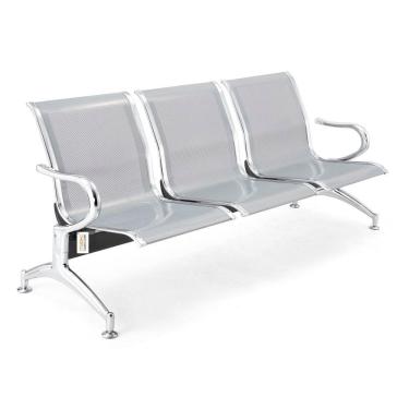 Imagem de Cadeira Longarina Sem Estofado Cromada 3 Lugares