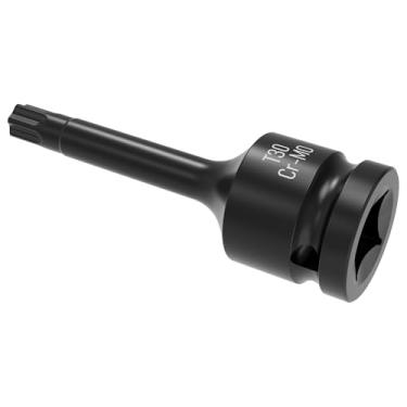 Imagem de Skweawert Chave de 1/5.1 cm T30 (30 mm) Totx soquete de broca de impacto de 6 pontos métrico 7,6 cm comprimento Cr-Mo Steel Air Drive Alongamento Adaptador de soquete de chave de fenda Use com chaves