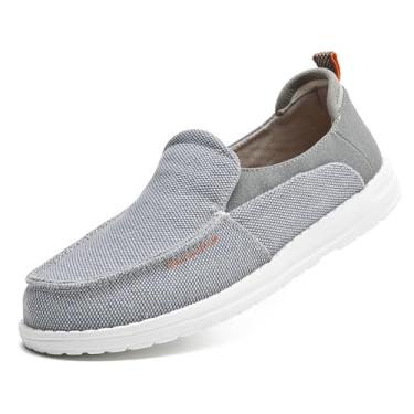 Imagem de Mocassins masculinos de lona, sem cadarço, confortáveis, elásticos, sem cadarço, Cinza, 44