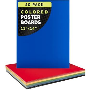 Imagem de Hygloss Quadro de pôster colorido médio, 28 x 35,5 a 130 cm, pacote a granel - vermelho, amarelo, verde, azul, preto - papel para cartaz com espessura de 10 unidades, pacote múltiplo de 28 x 35 cm