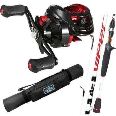 Imagem de Kit Carretilha 19 Rol Anti Cabeleira Vara 1,90mt Porta Varas - cmik, e