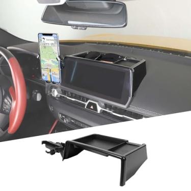 Imagem de Caixa de armazenamento com suporte de telefone para console central compatível com Toyota Supra GR A90 A91 MK5 2019-2024, organizador de bandeja de armazenamento traseiro de tela de navegação, para