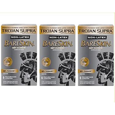 Imagem de Preservativos Bareskin Trojan Supra, sem látex, 3 pacotes com 6