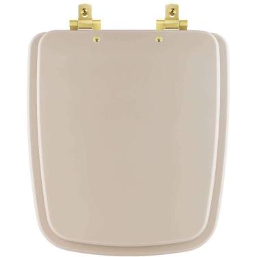 Imagem de Assento Sanitário Mdf Soft Close Boss Beige (bege Fosco) Para Vaso Incepa Com Ferragem Dourada