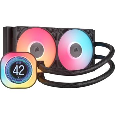 Imagem de CORSAIR Cooler líquido para CPU iCUE Link Titan 240 RX LCD – AIO de 240 mm – Baixo ruído – Motor de resfriamento FlowDrive – Intel LGA 1851/1700, AMD AM5/AM4 – 2x ventiladores RX120 RGB – Hub do