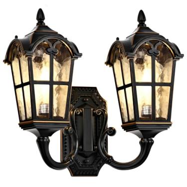 Imagem de DASTOR Luminárias De Parede Externas De Cabeça Dupla, Lanterna Grande De Parede Externa De 18", Luminária Romana Externa À Prova D'Água, Luzes Externas Para Varanda, Garagem
