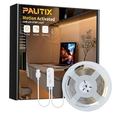 Imagem de PAUTIX Fita De Led Cob Com Sensor De Movimento, Fita De Luz Led Usb De 5 V, 2700 K, Branco Quente, Cri90+ Superbrilhante, Regulável, Ativada Por Movimento, Para Projetos De Iluminação De Quarto, Ar