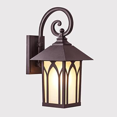 Imagem de Luminária de parede externa à prova d'água, luminária de parede para varanda, suporte de parede, caixa de alumínio marrom, luminárias de parede externas com vidro para jardim, garagem, porta