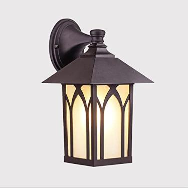 Imagem de Luminária de parede externa à prova d'água, luminária de parede para varanda, suporte de parede, caixa de alumínio marrom, luminárias de parede externas com vidro para jardim, garagem, porta