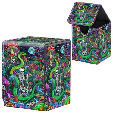 Imagem de Para MTG Deck Box, serve para mais de 100 cartas de manga única, caixa de baralho de cartão de ímã forte, caixa de armazenamento de cartões colecionáveis de couro PU, TCG, cartões CCG, armazenamento