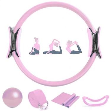 Imagem de Kit essencial de Pilates para mulheres, kit de Pilates Better Me, conjunto de anel e bola de Pilates com faixas de resistência e bumbum, bola de ioga de 25 cm, faixas elásticas de resistência para（5）