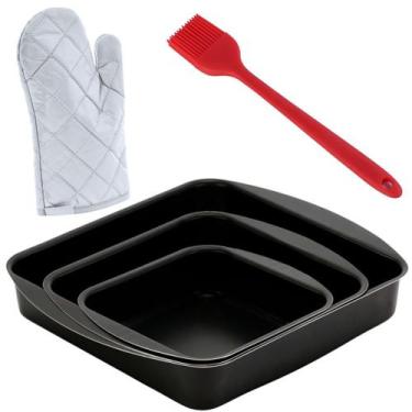 Imagem de Jogo Assadeira 03 Peças Antiaderentes + Luva + Pincel - Marcolar