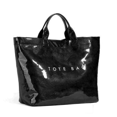 Imagem de Sacola feminina KAMEILONG com letras grandes de PVC estampadas em pret