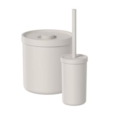 Imagem de Ou Kit Lixeira 6L e Escova Sanitária Bege Linha Bold