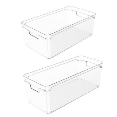 Imagem de Kit 2 Cesta Organizadora De Armário Geladeira Alças Cozinha - OU