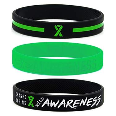 Imagem de Inkstone Pulseiras de fita de conscientização verde de borracha de silicone para simbolizar esperança, coragem, força e suporte