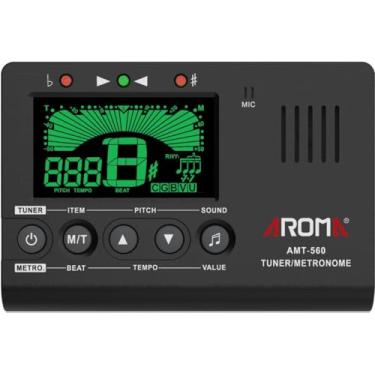 Imagem de Ulumac Sintonizador de metrônomo Aroma 3 em 1 para todos os instrumentos - guitarra, baixo, violino, ukulele, trompete, clarinete, flauta, cromático - afinador digital preciso, metrônomo, gerador de