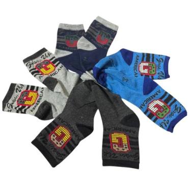 Imagem de Kit 24 Pares Meia Menino cano médio 4 a 8 anos cor sortida - Genérica