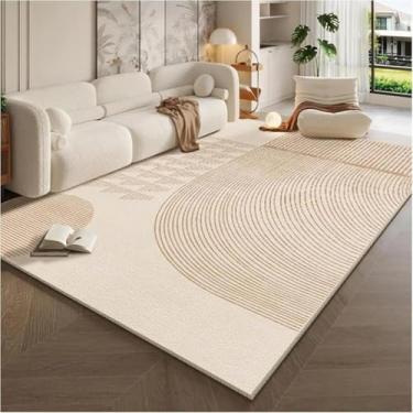 Imagem de Tapete leve de luxo estilo creme para sala de estar, sofá, mesa de centro, cobertor antiderrapante, tapete para quarto, vestiário, decoração de casa (120 x 200 cm, 47 x 79 polegadas/SJR-10)