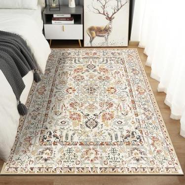 Imagem de Tapete de imitação de caxemira para decoração de casa, mesa lateral para sala de estar, tapete de chão macio e confortável para quarto (120 x 160 cm, 47 x 63 polegadas/FFYR-301)