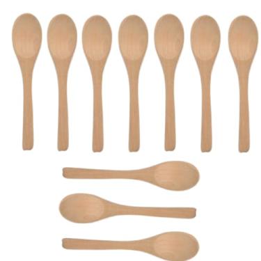 Imagem de AISIBO 10 Peças Colheres De Madeira Pequenas Artesanais, Mel, Colher Chá, Tempero, Café, Açúcar, Sal, Geléia, Mostarda, Sorvete, Bambu