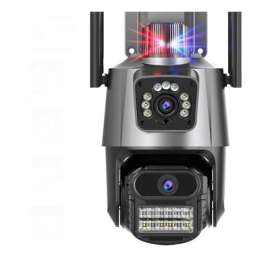 Imagem de Câmera de Segurança Externa Dupla 4K, 6MP, Sirene Policial, Visão Noturna, WiFi