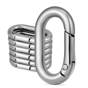Imagem de LEBATSION 10 Peças De Anéis Ovais Mola Metal, Mosquetão Redondo, Clipe Chaveiro Para Fivela Chaveiro, Ferragens Bolsa, Artesanato Faça Você Mesmo (Prata, 1")