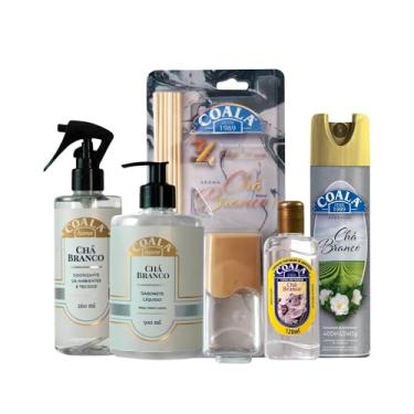 Imagem de Kit Coala Chá Branco com 5 Itens – Difusor 100ml, Limpador 120ml, Sabonete 500ml, Odorizante Tecidos 260ml e Aerossol 400ml – Perfume Sofisticado para Casa Toda.