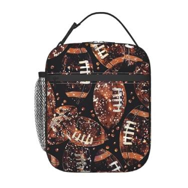 Imagem de ainori Lancheira reutilizável de futebol para crianças, meninas, meninos, mulheres, adultos, bolas esportivas marrons isoladas, lancheira, bolsa térmica de poliéster para escola, piquenique, trabalho