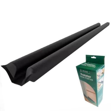 Imagem de Protetor Veda Porta Rolinho Impermeável Anti Pó e Insetos Ajustável Para Portas até 80cm (Preto, 80cm)