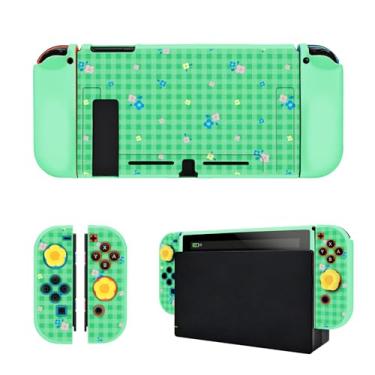 Imagem de DLseego Capa de controle para Switch Console 2017, flores florais, antiderrapante, com absorção de choque, capa macia e protetora com 2 peças confortáveis para controles Joycon - Verde