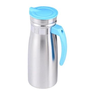 Imagem de ＫＬＫＣＭＳ Jarra de aço inoxidável para chá gelado e de 1000 ml, 3,3 x 9 polegadas, multifuncional para uso comercial, recipiente de bebidas de grande, Azul