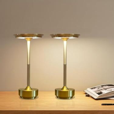 Imagem de Kipliko Luminária de mesa sem fio Ecolume, lâmpada LED portátil operada por bateria, LED de 3 cores regulável e contínuo com função de memória. Portátil para escritório em casa/jantar/restaurante/sala