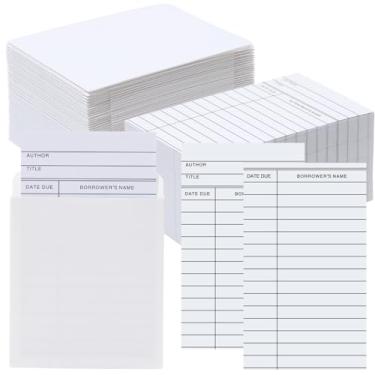 Imagem de Apprabbr 400 bolsos para cartão de biblioteca e cartões de data de vencimento incluem 200 envelopes autoadesivos de bolso de biblioteca e 200 cartões de check-out de biblioteca, material escolar e