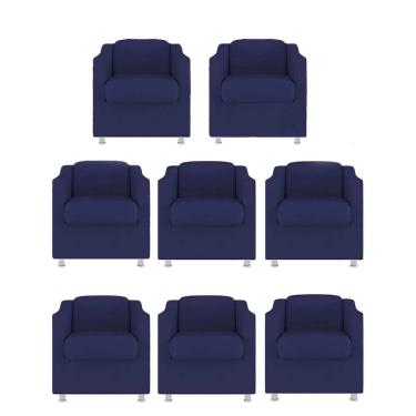 Imagem de Kit 8 Poltronas Bia Decorativa Reforçada Recepção Clinica Salão Sala De Estar Suede Azul Marinho
