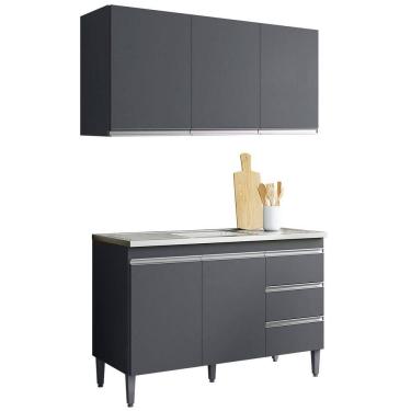 Imagem de Kit Armário Aéreo e Balcão de pia sem Tampo 120 cm Adriana