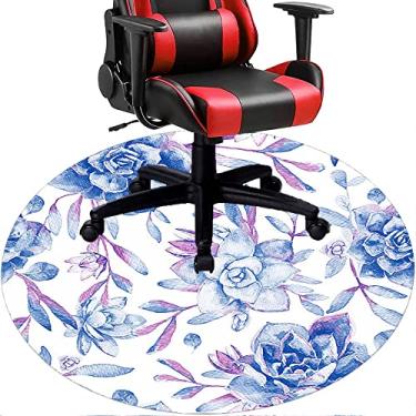 Imagem de Tapete de cadeira de escritório com flores, textura de flor, tapete de cadeira de mesa para piso de madeira de escritório doméstico, protetor de piso de pilha baixa multiuso, redondo, 99 cm